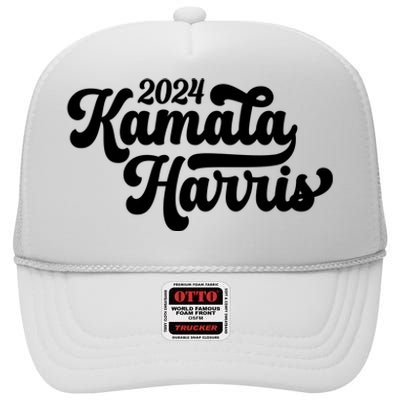 Kamala Harris 47 Feminine Script High Crown Mesh Back Trucker Hat