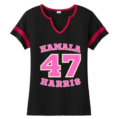 Kamala Harris 47 Th President Usa America 2024 Election Gift Ladies Halftime Notch Neck Tee