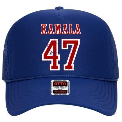 Kamala Harris 47 2024 Election Vintage High Crown Mesh Back Trucker Hat