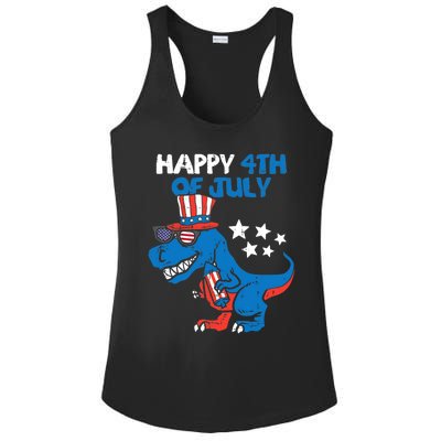 Kids Happy 4th Of July Trex Dino Dinosaur Gift Ladies PosiCharge Competitor Racerback Tank