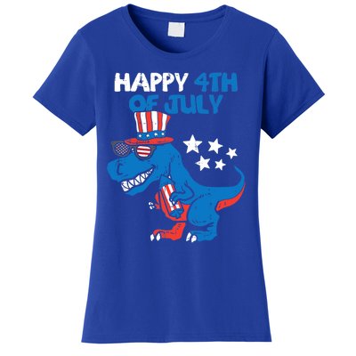 Kids Happy 4th Of July Trex Dino Dinosaur Gift Women's T-Shirt