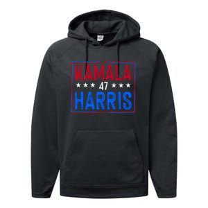 Kamala Harris 47 Tribute Graphic Performance Fleece Hoodie