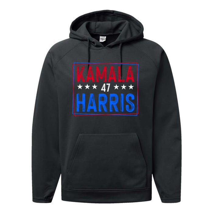 Kamala Harris 47 Tribute Graphic Performance Fleece Hoodie