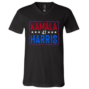 Kamala Harris 47 Tribute Graphic V-Neck T-Shirt