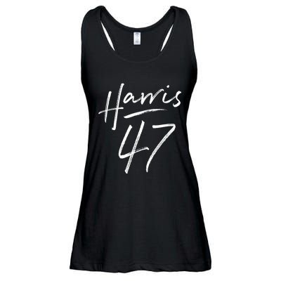 Kamala Harris 47 Feminine Script Harris 2024 Ladies Essential Flowy Tank