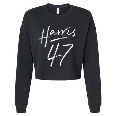 Kamala Harris 47 Feminine Script Harris 2024 Cropped Pullover Crew