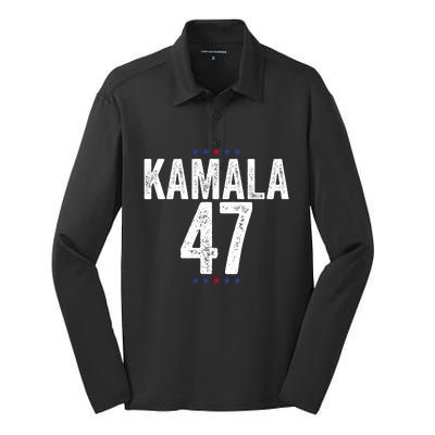 Kamala Harris 47 2024 Election Silk Touch Performance Long Sleeve Polo