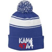 Kamala Harris 47 Madam President 2024 Political Stripe Pom Pom Beanie