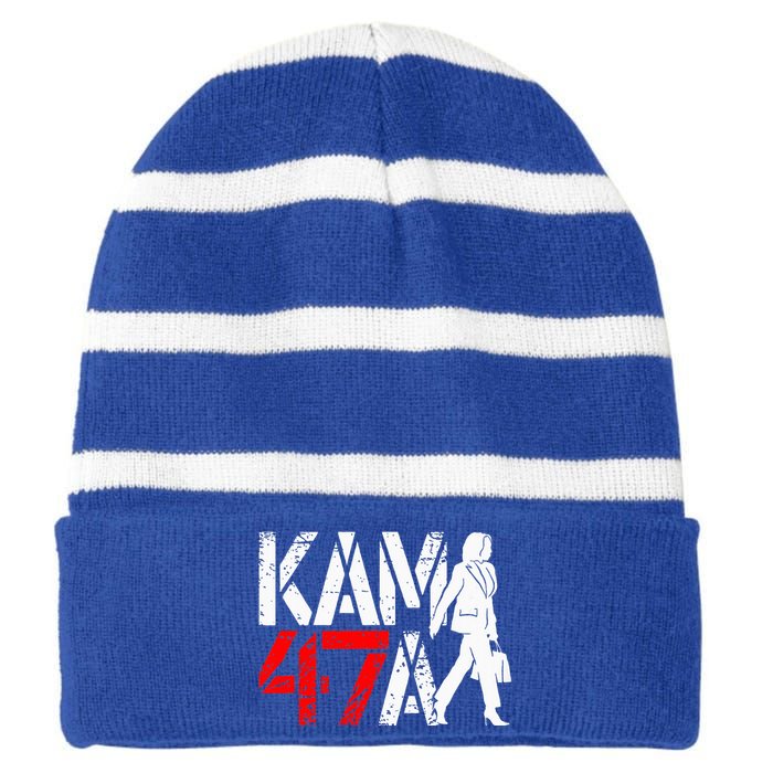 Kamala Harris 47 Madam President 2024 Political Striped Beanie with Solid Band