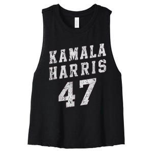 Kamala Harris 47 President Merchandise Women's Racerback Cropped Tank