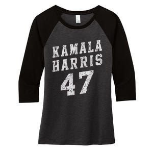 Kamala Harris 47 President Merchandise Women's Tri-Blend 3/4-Sleeve Raglan Shirt