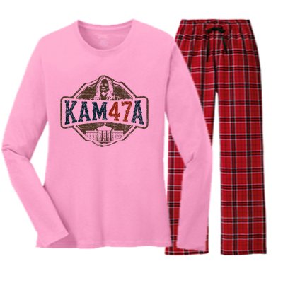 Kamala Harris 47 Madam President 2024 Women's Long Sleeve Flannel Pajama Set 