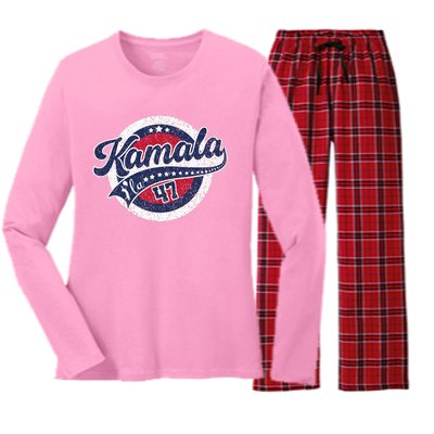 Kamala Harris 47 Th President Harris Walz 2024 Women's Long Sleeve Flannel Pajama Set 