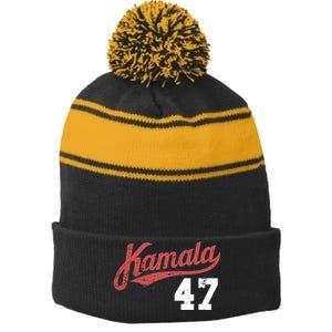 Kamala Harris 47 President Political Election Vote Election Stripe Pom Pom Beanie