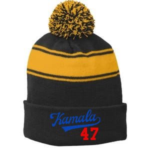 Kamala Harris 47 Th President Usa America 2024 Election Gift Stripe Pom Pom Beanie