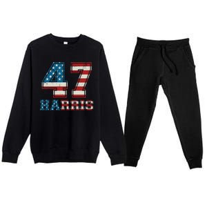 Kamala Harris 47 American Flag Harris 2024 47 Democratic Great Gift Premium Crewneck Sweatsuit Set