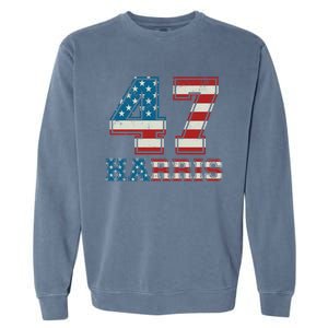 Kamala Harris 47 American Flag Harris 2024 47 Democratic Great Gift Garment-Dyed Sweatshirt