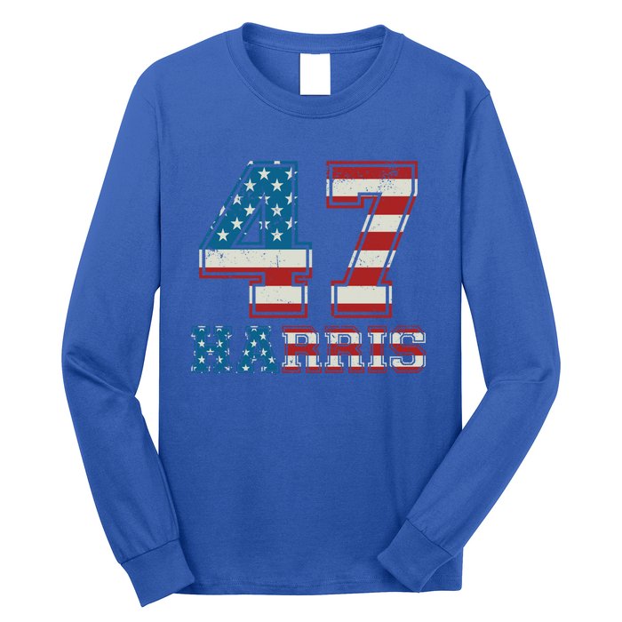 Kamala Harris 47 American Flag Harris 2024 47 Democratic Great Gift Long Sleeve Shirt