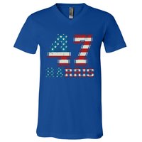 Kamala Harris 47 American Flag Harris 2024 47 Democratic Great Gift V-Neck T-Shirt