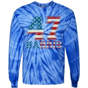 Kamala Harris 47 American Flag Harris 2024 47 Democratic Great Gift Tie-Dye Long Sleeve Shirt