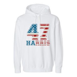 Kamala Harris 47 American Flag Harris 2024 47 Democratic Great Gift Garment-Dyed Fleece Hoodie