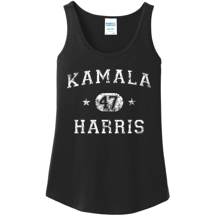 Kamala Harris 47th President Vintage Varsity Style 2024 Ladies Essential Tank