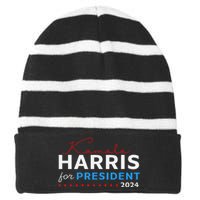 Kamala Harris 47th President Of The United States Of America Striped Beanie with Solid Band