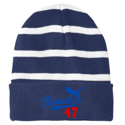 Kamala Harris 47 Th President Usa America 2024 Striped Beanie with Solid Band