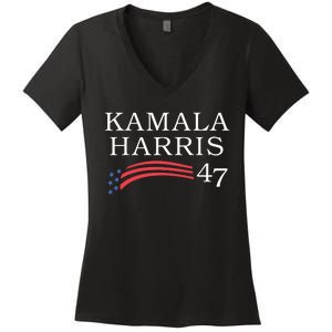 Kamala Harris 47 President Vice President Harris Women's V-Neck T-Shirt