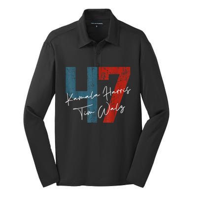 Kamala Harris 47 President Political Election Vote Election Silk Touch Performance Long Sleeve Polo