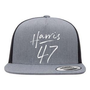 Kamala Harris 47 Feminine Script Harris 2024 Flat Bill Trucker Hat