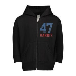 Kamala Harris 47 First Woman President Toddler Zip Fleece Hoodie