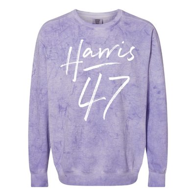 Kamala Harris 47 Feminine Script Colorblast Crewneck Sweatshirt