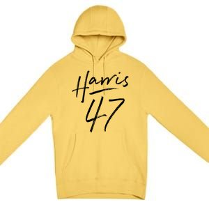 Kamala Harris 47 Feminine Script Premium Pullover Hoodie