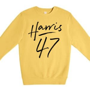 Kamala Harris 47 Feminine Script Premium Crewneck Sweatshirt