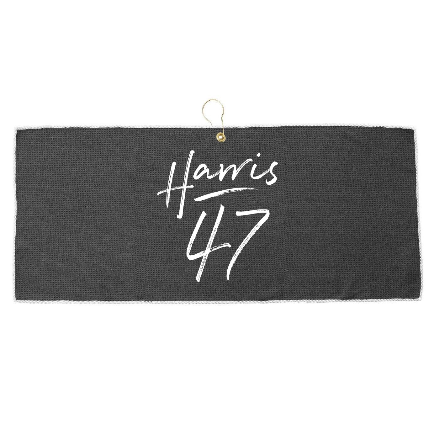Kamala Harris 47 Feminine Script Large Microfiber Waffle Golf Towel