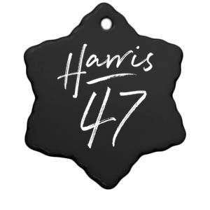 Kamala Harris 47 Feminine Script Ceramic Star Ornament