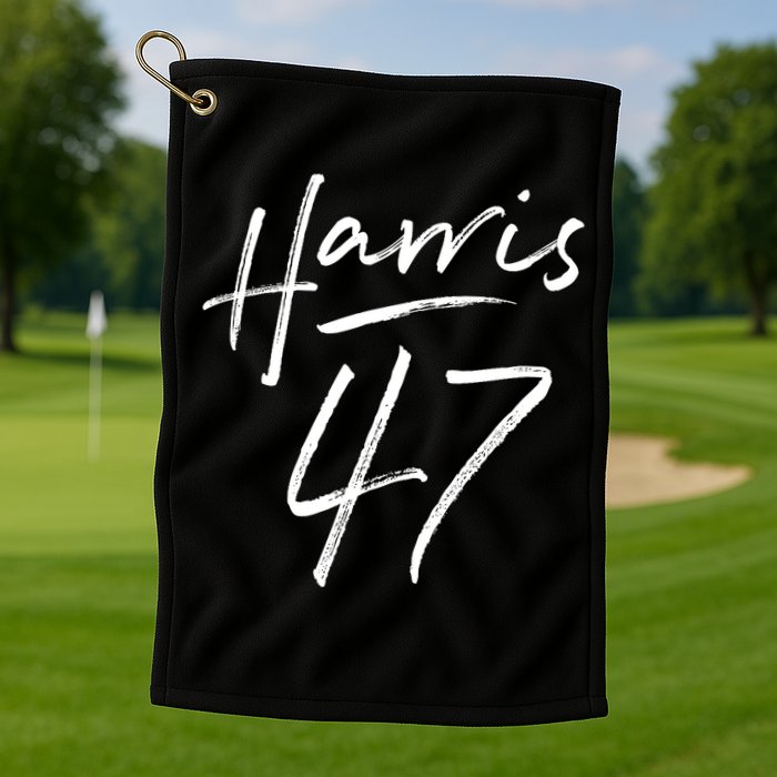 Kamala Harris 47 Feminine Script Golf Towel