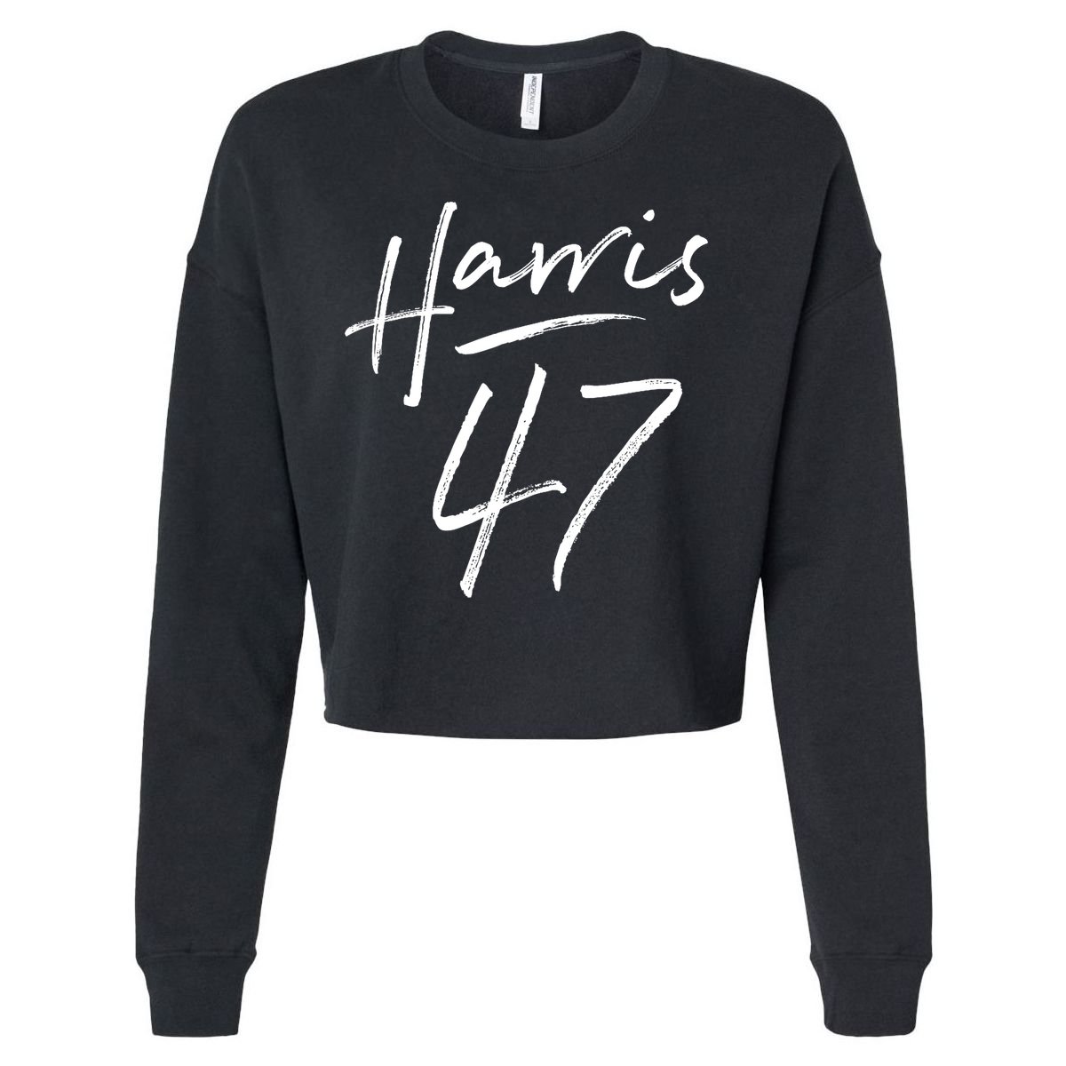 Kamala Harris 47 Feminine Script Cropped Pullover Crew