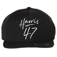 Kamala Harris 47 Feminine Script Wool Snapback Cap