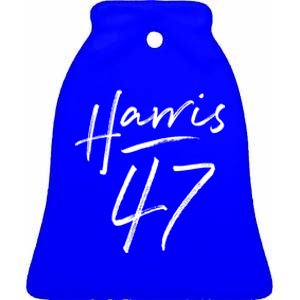 Kamala Harris 47 Feminine Script Ceramic Bell Ornament