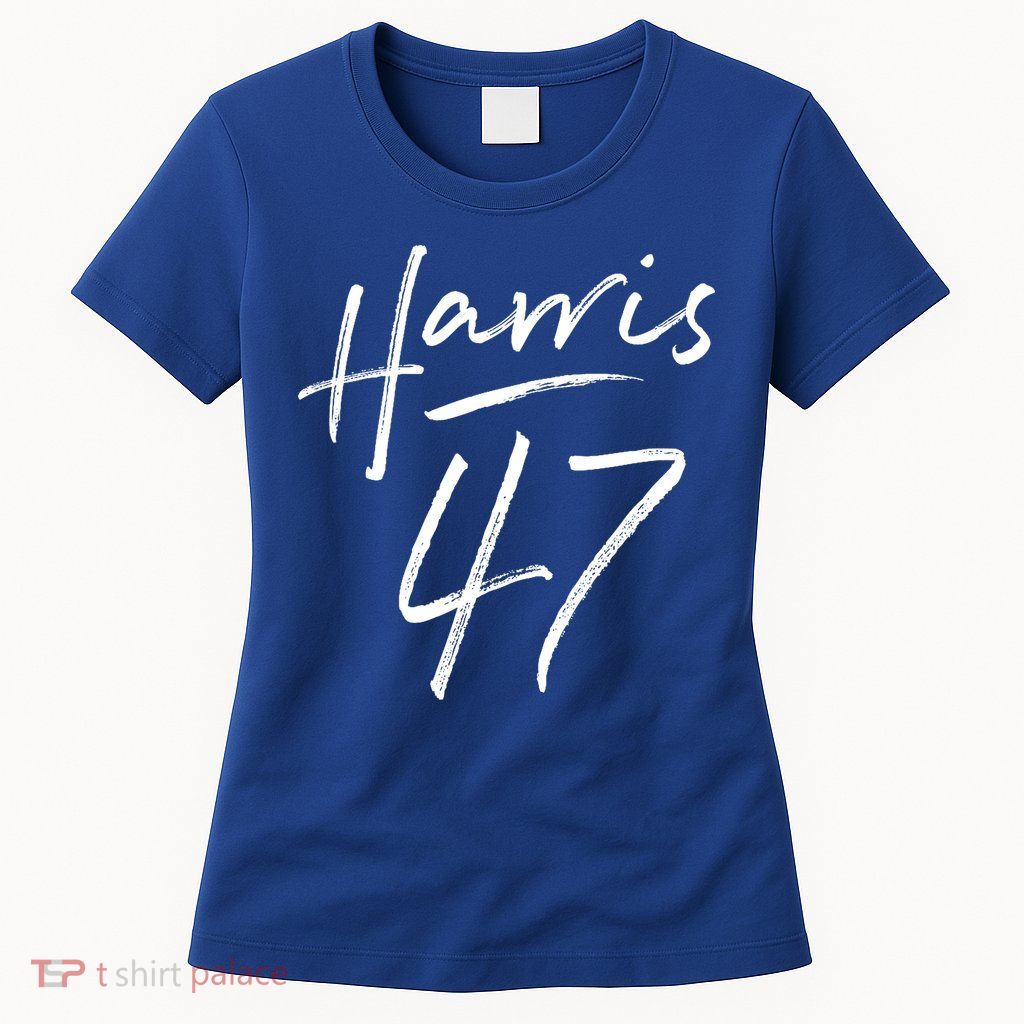 Kamala Harris 47 Feminine Script Womens T-Shirt