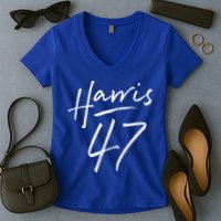 Kamala Harris 47 Feminine Script Women's V-Neck T-Shirt
