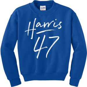 Kamala Harris 47 Feminine Script Kids Sweatshirt