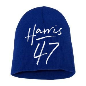 Kamala Harris 47 Feminine Script Short Acrylic Beanie