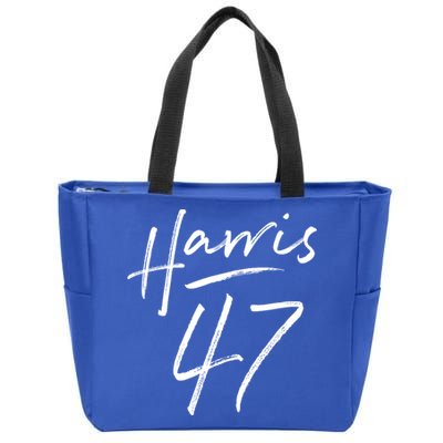 Kamala Harris 47 Feminine Script Zip Tote Bag