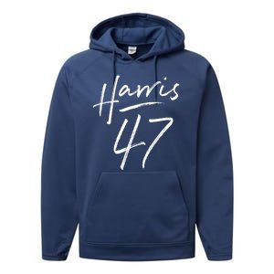 Kamala Harris 47 Feminine Script Performance Fleece Hoodie