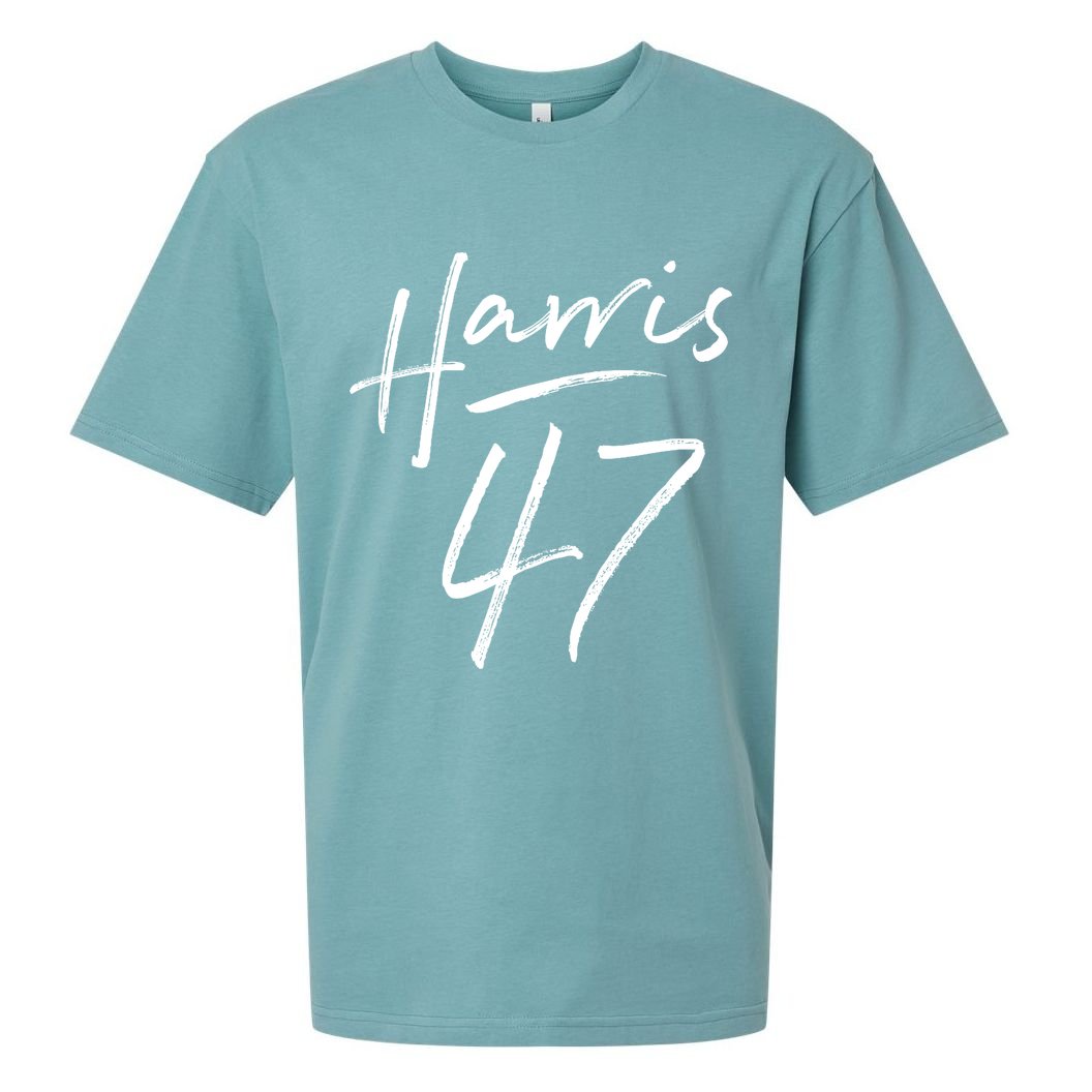 Kamala Harris 47 Feminine Script Sueded Cloud Jersey T-Shirt