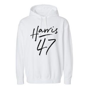 Kamala Harris 47 Feminine Script Garment-Dyed Fleece Hoodie