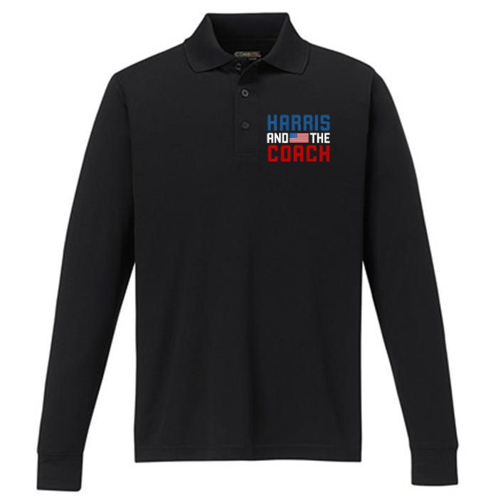 Kamala Harris And The Coach Premium Performance Long Sleeve Polo